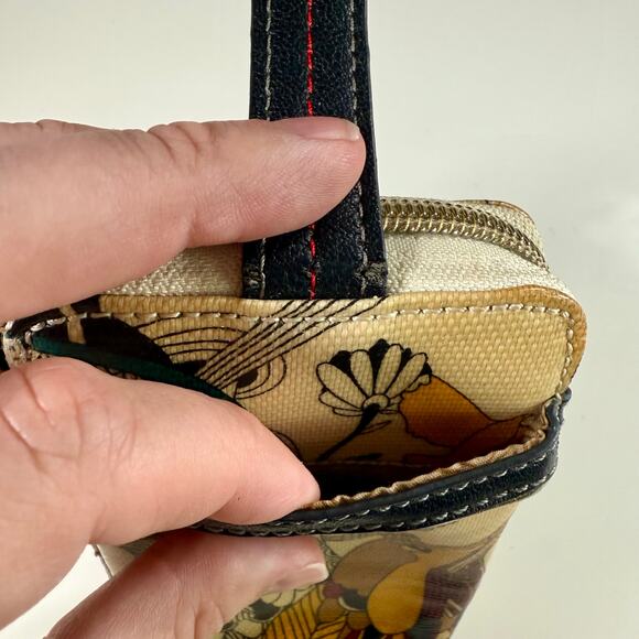 3/$20 Sakroots Coated Canvas Multicolor Flower Zip-Around Wallet Birds Boho - Picture 4 of 8